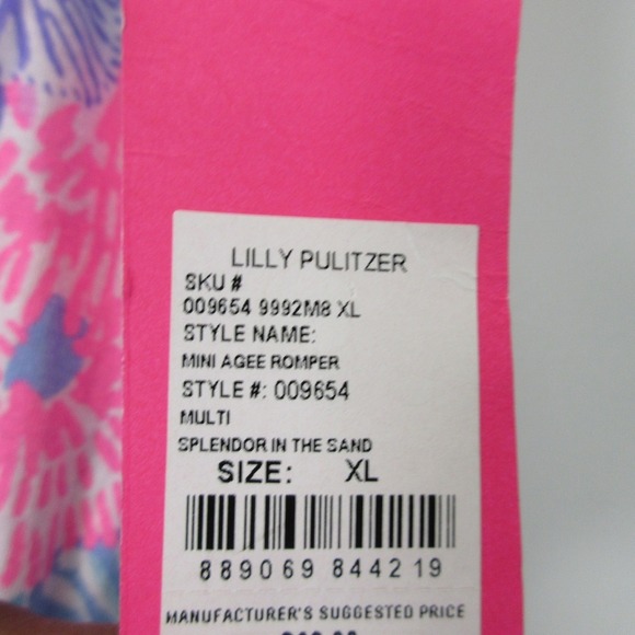 Lilly Pulitzer Girls Mini Agee Romper Dress XL Pink Cotton Sleeveless Beach 176 - Picture 4 of 12